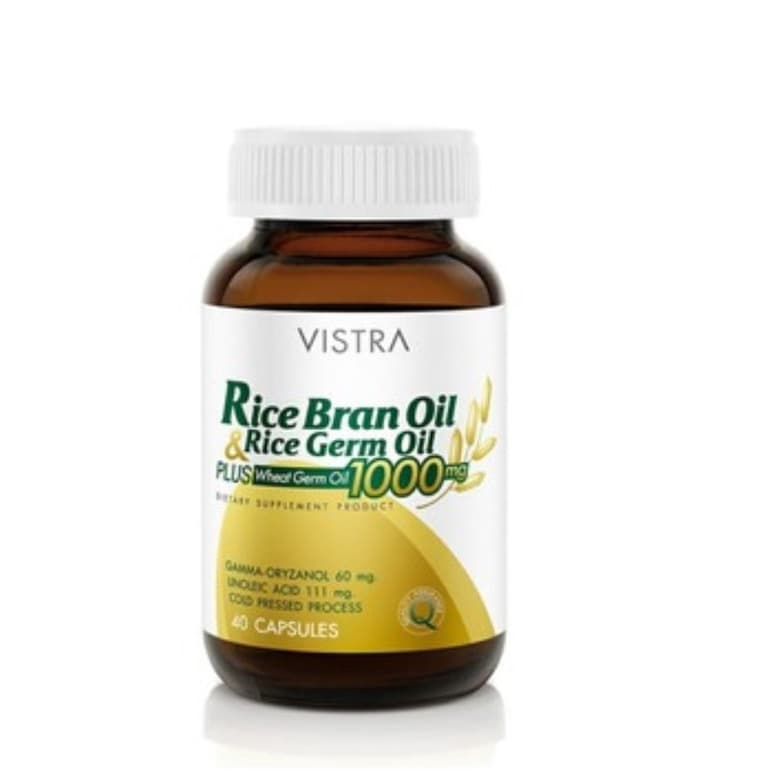 VISTRA RICE BRAN OIL 1000MG (40CAP) - วิสทร้า น้ำมันรำข้าว และน้ำมันจมูกข้าว ผสมน้ำมันจมูกข้าวสาลี 1000 มก. (40เม็ด)