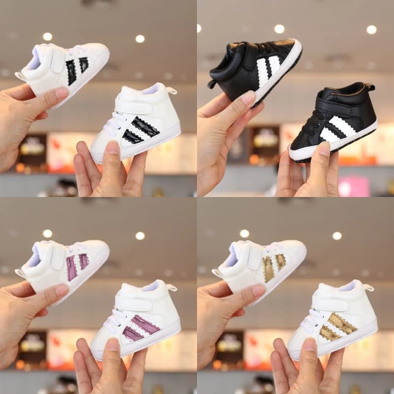 ใหม่ 0-18M รองเท้าเด็กเด็กทารกแรกเกิดเด็กวัยหัดเดิน Casual Comfor Cotton Sole Anti-slip PU หนัง First Walkers คลาน Crawling Crib รองเท้า