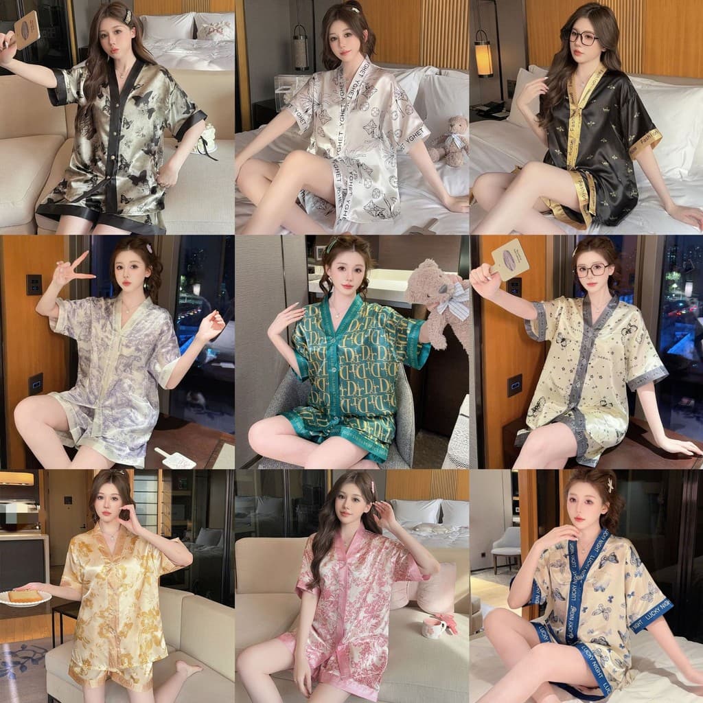 ขายร้อน High-End หรูหราเซ็กซี่ pijamas ผู้หญิง baju tidur Piyama perempuan ชุดนอนผ้าไหมน้ําแข็งสําหรับผู้หญิงฤดูร้อนแขนสั้นกางเกงขาสั้น Loungewear ชุด Plus ขนาดสาวหลวมชุดนอนเย็น