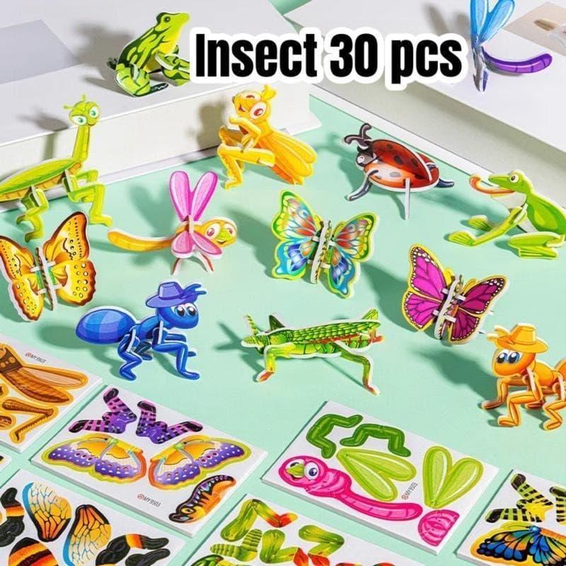 Bo30 ชิ้น 3D ปริศนาแมลงไดโนเสาร์สัตว์ทะเลของเล่นเด็ก Early Education บล็อกปริศนาบล็อกสนุก