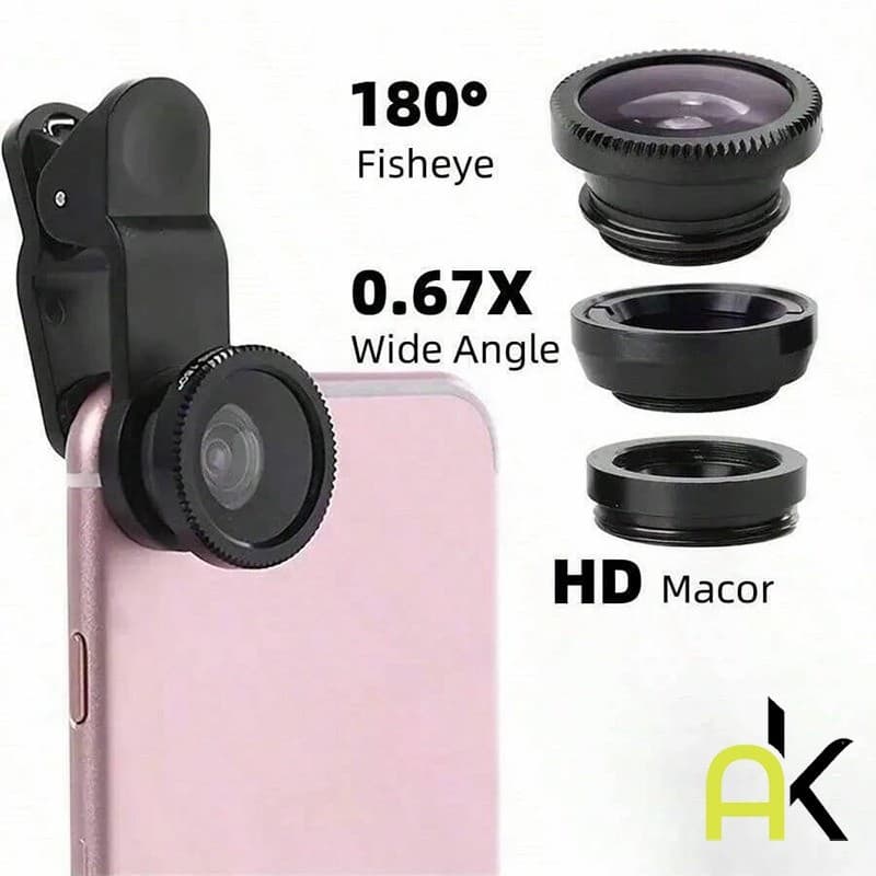 AK คลิปเลนส์ สำหรับมือถือ เซลฟี่มุมกว้าง Universal Clip Lens เลนส์มุมมองกว้าง เลนส์มาโคร เลนส์เสริมสำหรับกล้องโทรศัพท์