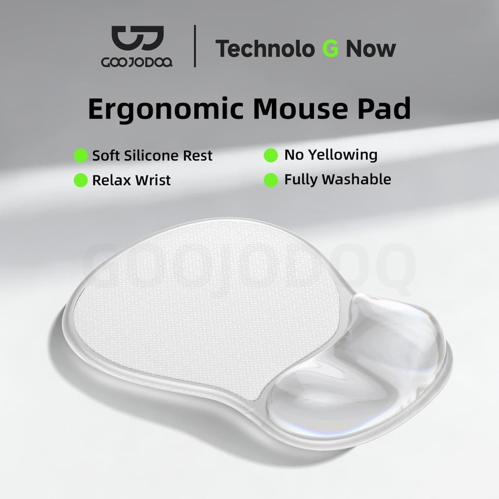 GOOJODOQ Ergonomic Mouse Pad with 14mm Wrist Rest & Anti-Slip Base Comfortable Durable & Easy to Clean