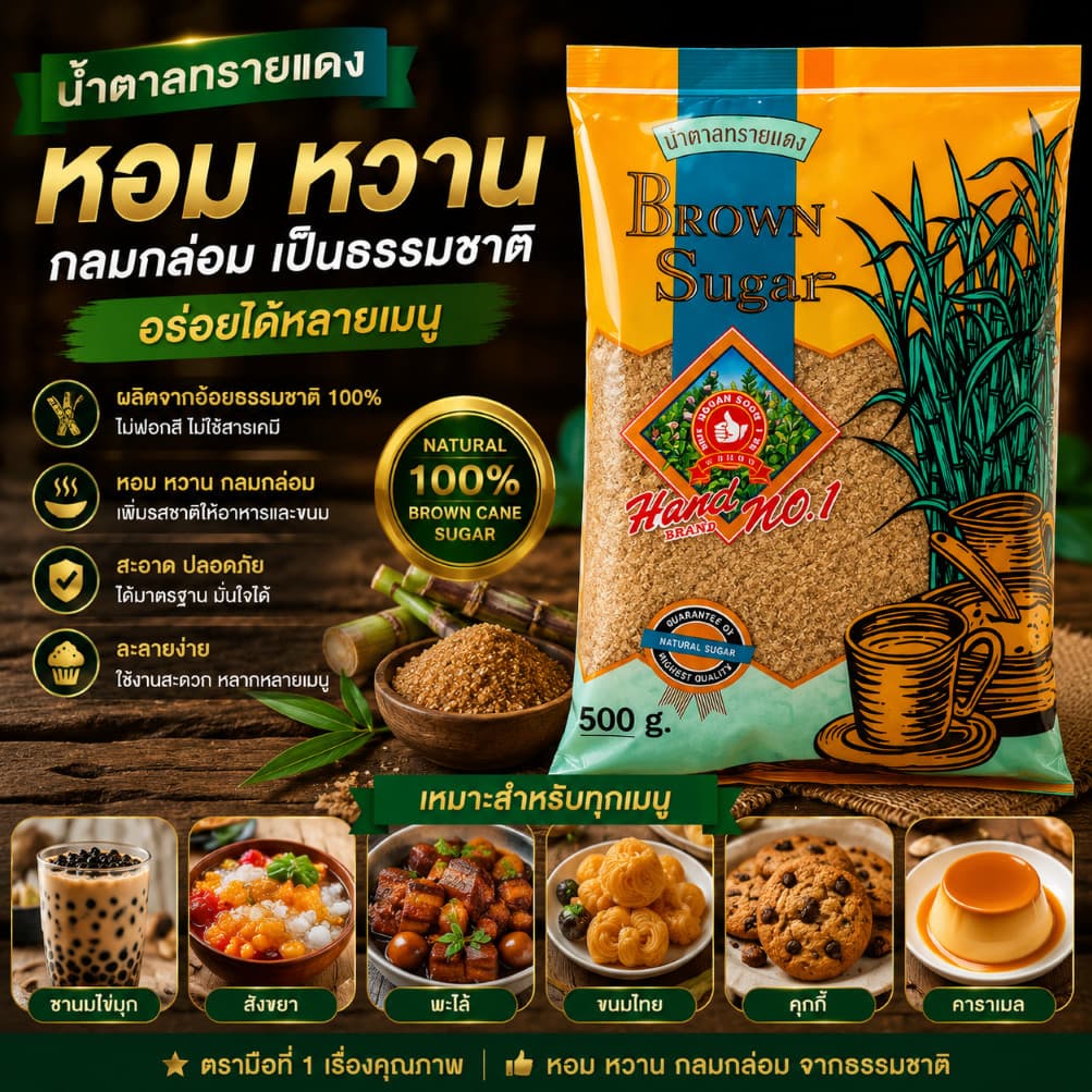 น้ำตาลทรายแดง 500 g ง่วนสูน ซอง Brown Sugar