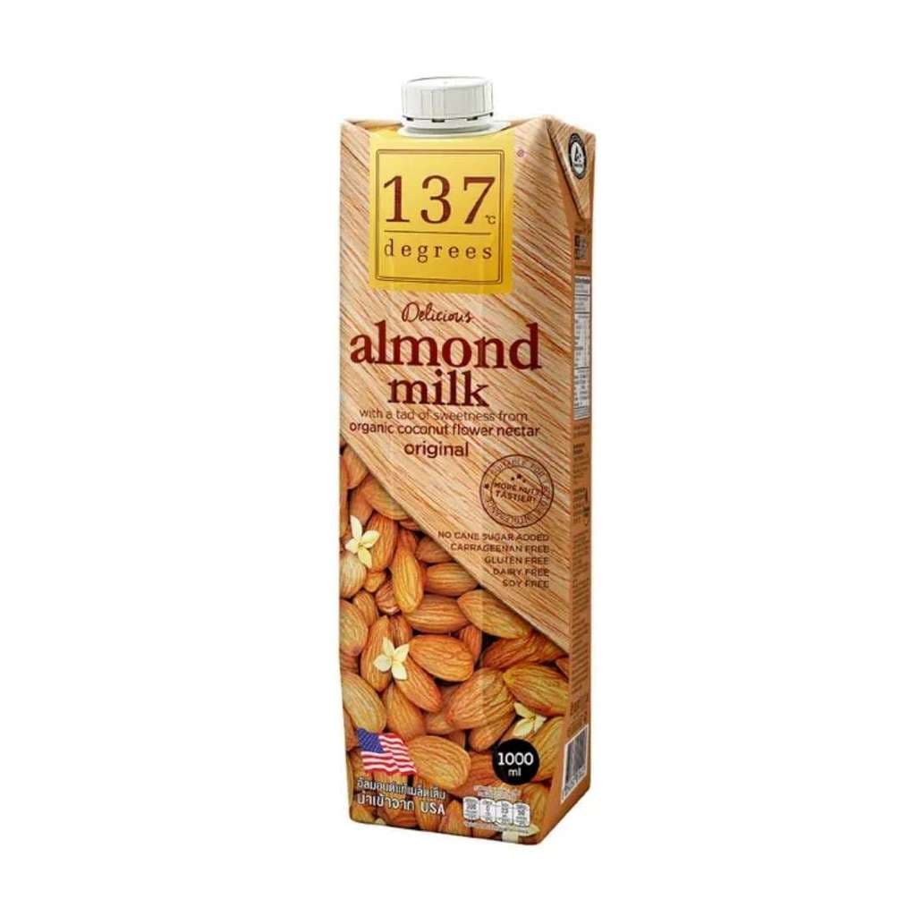(แพ็ค3) 137ดีกรี นมอัลมอนด์สูตรไม่เติมน้ำตาล ขนาด180ml x 3กล่อง (Almond Milk Unsweetened 137 Degrees Brand)