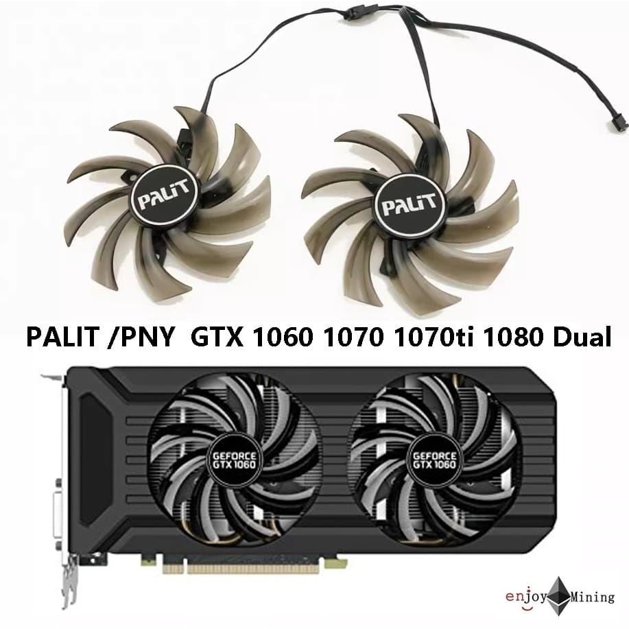 พัดลมการ์ดจอ PALIT GTX 1060 1070 1080 P106 Dual Graphics Card Cooling Fan GA91S2U