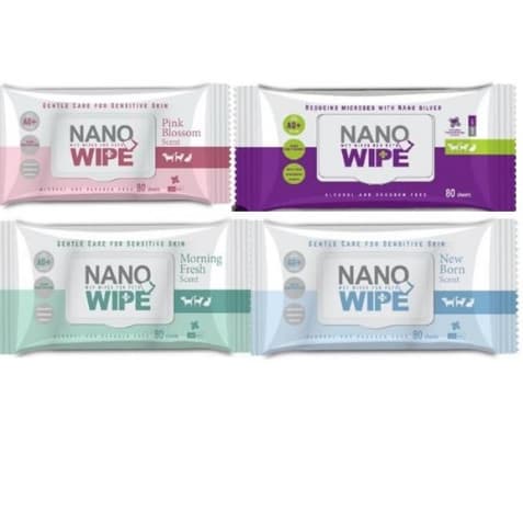 Nano Wipe ทิชชู่เปียกทำความสะอาดสำหรับสัตว์เลี้ยง อ่อนโยน ไม่มีแอลกกอฮอล์และพาราเบน  20 และ 80 ผืน เพิ่ม 3 กลิ่นใหม่