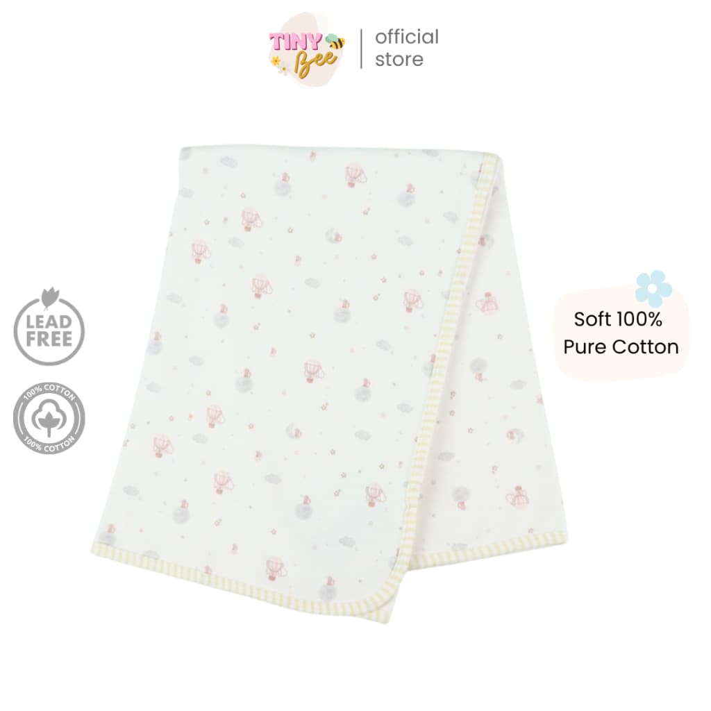 TinyBee ผ้าห่มทารก 2 ชั้น ผ่าห่มเด็กอ่อน ผ้าห่อตัวเด็ก ผ้าห่มผ้าฝ้าย Cotton สีเหลือง 30 นิ้ว