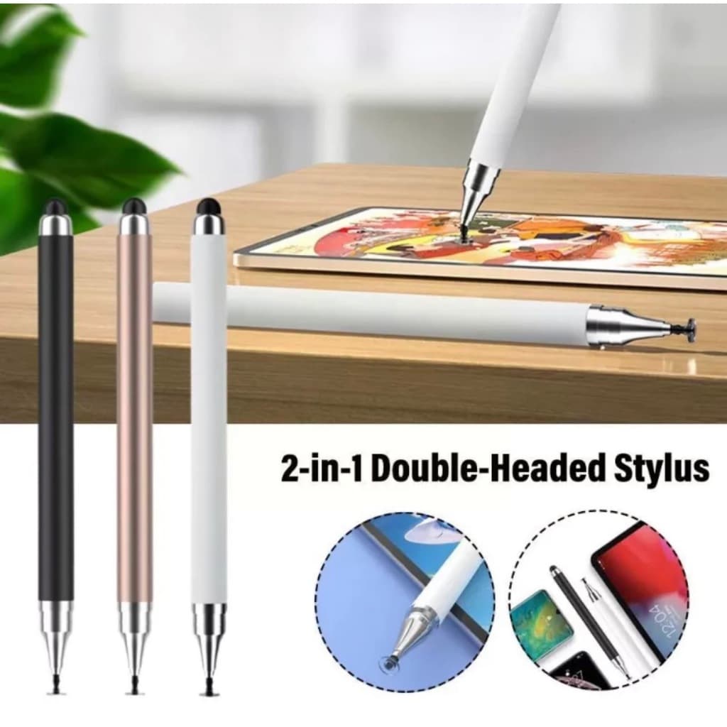 ปากกาทัชสกรีน 2-In-1 ไม่ต้องชาร์จแบต คละสี ปากกาสัมผัสหน้าจอสําหรับ Android Smart Phone และแท็บเล็ต