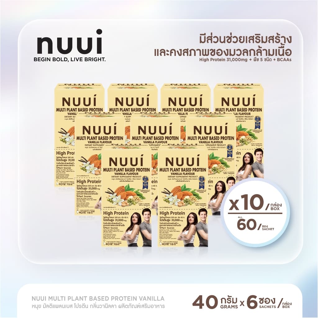 NUUI MULTI PLANT BSED PROTEIN  CHOCOLATE MALT FLAVOUR  DIETARY SUPPLEMENT PRODUCT 1*6