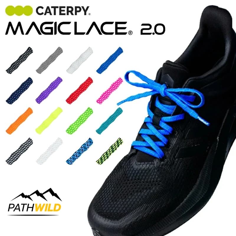 CATERPY MAGIC LACES 2.0 เชือกผูกรองเท้า แบบไม่ต้องผูก จากประเทศญี่ปุ่น เชือกยืดหยุ่นสูงใช้เทคโนโลยีล็อคแรงดึงไม่หลุดง่าย