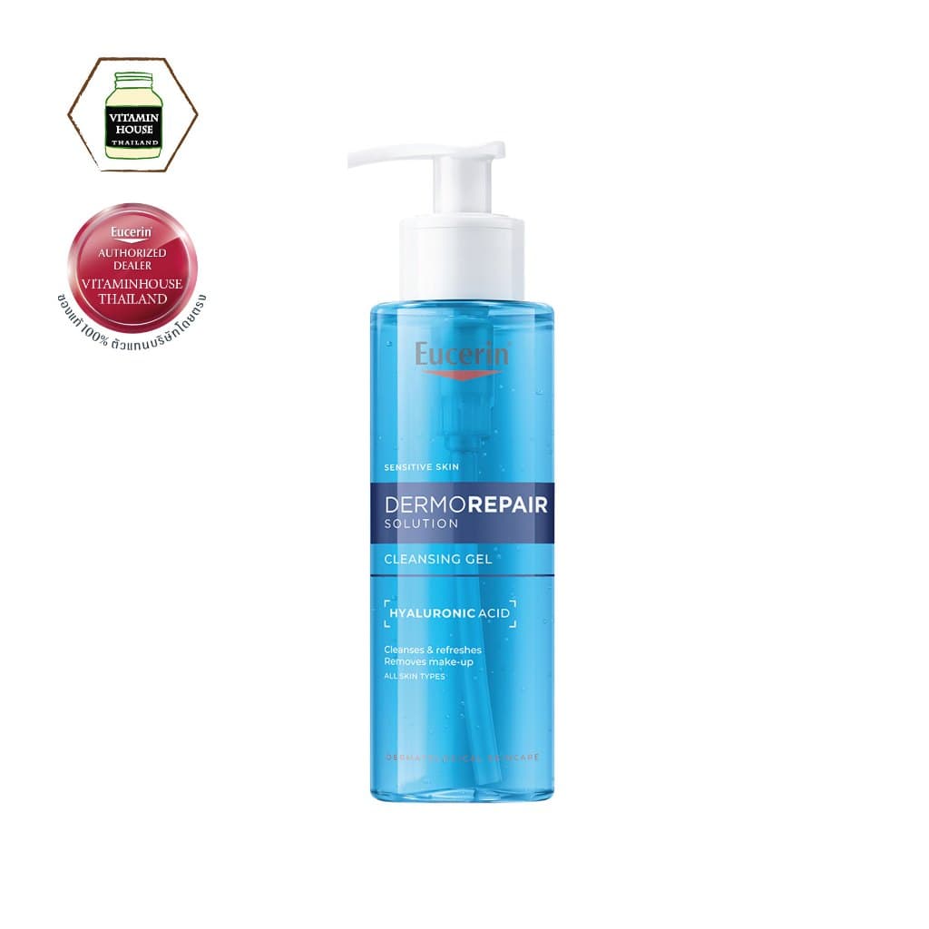 Eucerin Dermorepair Solution Cleansing Gel 200ml คลีนเซอร์ทำความสะอาดผิวหน้า ยูเซอริน ทำความสะอาดผิวอย่างล้ำลึก.