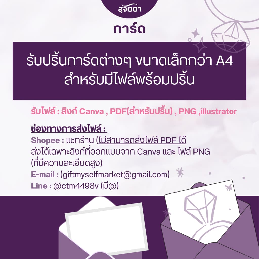 ปริ้นการ์ดต่างๆ ขนาดเล็กกว่า A4 สำหรับมีไฟล์พร้อมปริ้น