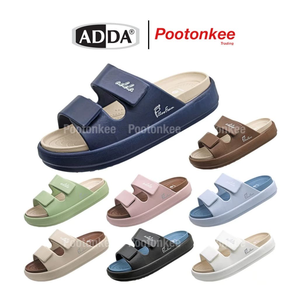 ADDAรองเท้าแตะผู้หญิงลำลองส้นเตี้ย น้ำหนักเบาใส่สบายเท้า สายไขว้กระชับเท้า ดีไซน์สวยเรียบหรู รุ่น74822และ74823-W1
