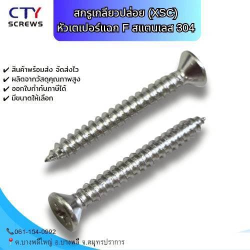 สกรูเกลียวปล่อย (XSC) หัวเตเปอร์แฉก F (GB846) สแตนเลส 304 สกรู SUS304 M2.9 M3.5 M3.9 M4.2 M4.8 M5.5 M6.3