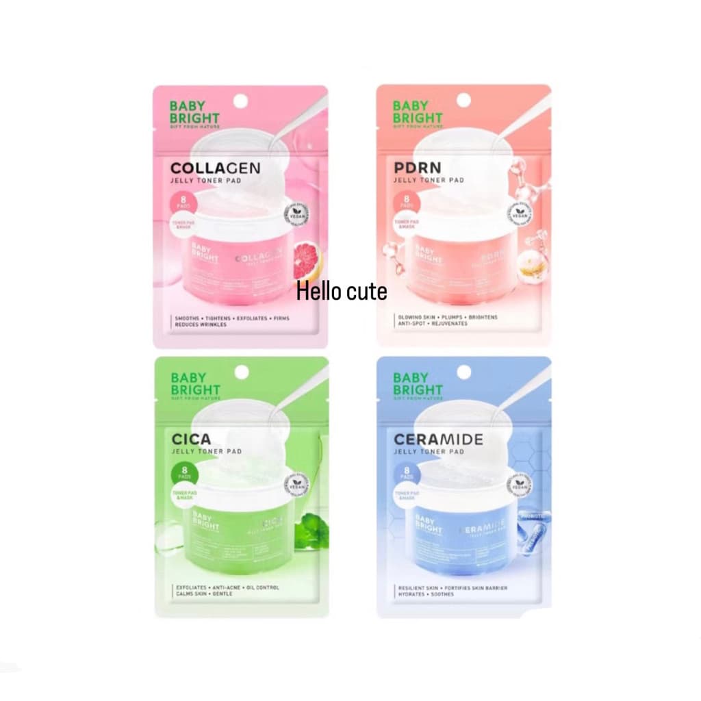 (1 ซอง) เบบี้ไบร์ท โทนเนอร์คอลลาเจนแพด สูตรเจลลี่  Toner Pad Baby Bright Collagen Jelly 8 แผ่น