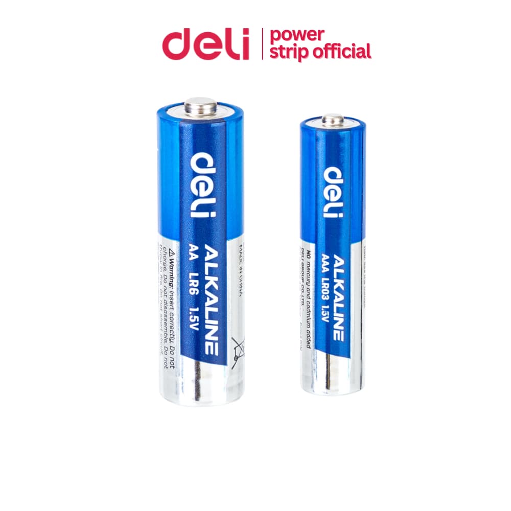 Deli ถ่านไฟฉาย ถ่านอัลคาไลน์ ขนาด AA/AAA ไร้สารตะกั่ว ปลอดภัย ได้รับมาตรฐาน 1.5V Alkaline Battery