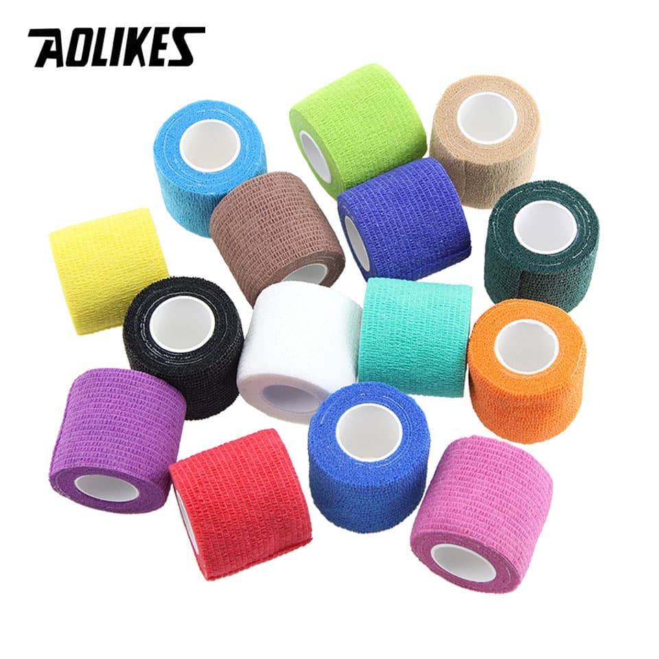 Aolikes 5 ซม.* 450 ซม.กันน้ํา Medical Therapy Self กาวผ้าพันแผลกล้ามเนื้อเทปนิ้วมือข้อต่อ Wrap First Aid Kit สัตว์เลี้ยง Elastic Band
