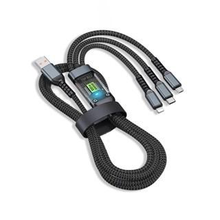 สายชาร์จข้อมูลเร็ว 3-in-1 Micro USB Type-C 100W 6A