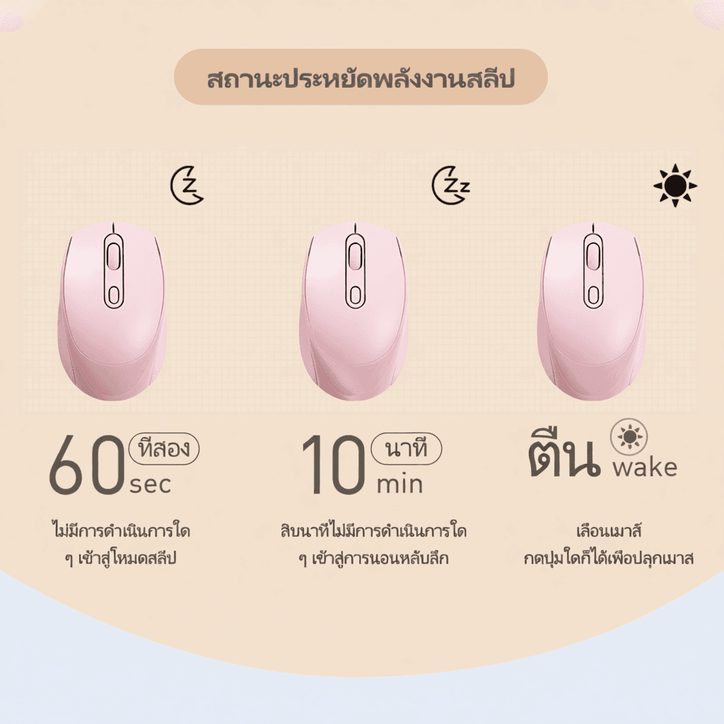 เมาส์ไร้สาย ใช้งานง่าย น้ำหนักเบา 2.4GHz ดีไซน์สวย
