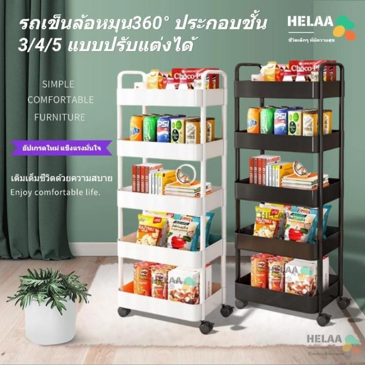 ชั้นวางของรถเข็นพลาสติก 3/4/5 ชั้น พร้อมล้อเลื่อน+ที่จับ รถเข็นเก็บของ เคลื่อนย้ายสะดวก วางของในครัว รุ่นฮิต