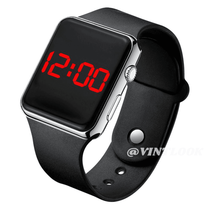 VINTLOOK <จัดส่ง 24 ชั่วโมง>นาฬิกาดิจิตอล LED แฟชั่นสายซิลิโคนผู้ชายและผู้หญิงนาฬิกาอิเล็กทรอนิกส์คู่สไตล์ย้อนยุคนาฬิกา ผู้หญิง  นาฬิกา ผู้ชาย