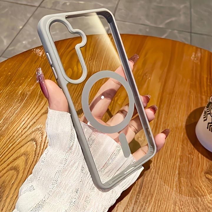 เคสแม่เหล็กใส Magsafe Case Samsung A17 4G 5G A07 A56 5G A55 A36 A35 A54 A26 5G A25 A06 A16 A15 เคส Samsung S25 Ultra S24 FE S23FE S23 Plus S24+ S24 Ultra เคสโทรศัพท์สำหรับชาร์จไร้สาย